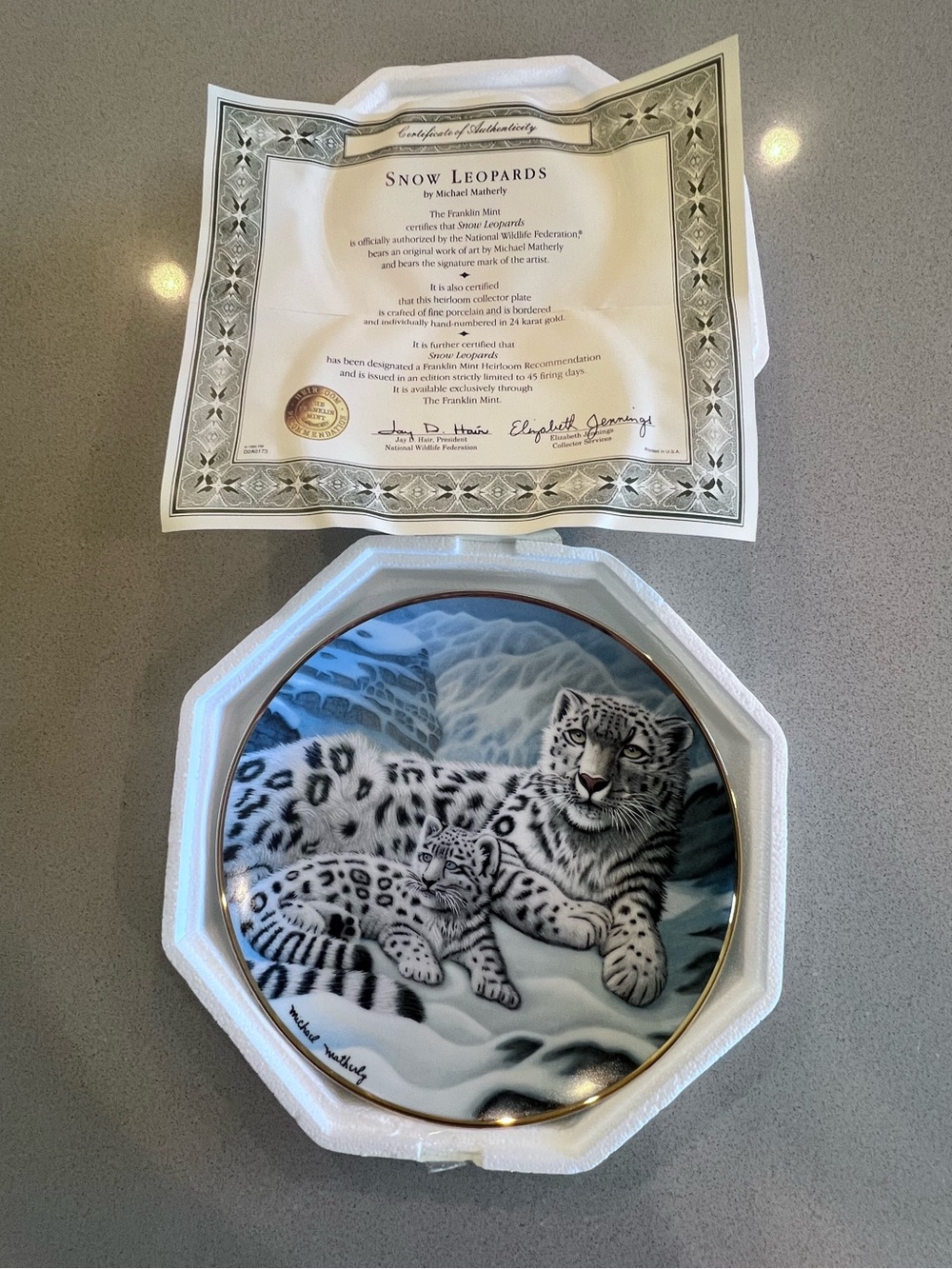 Snow Leopards Collection Plate Limited Edition National Wildlife Federation